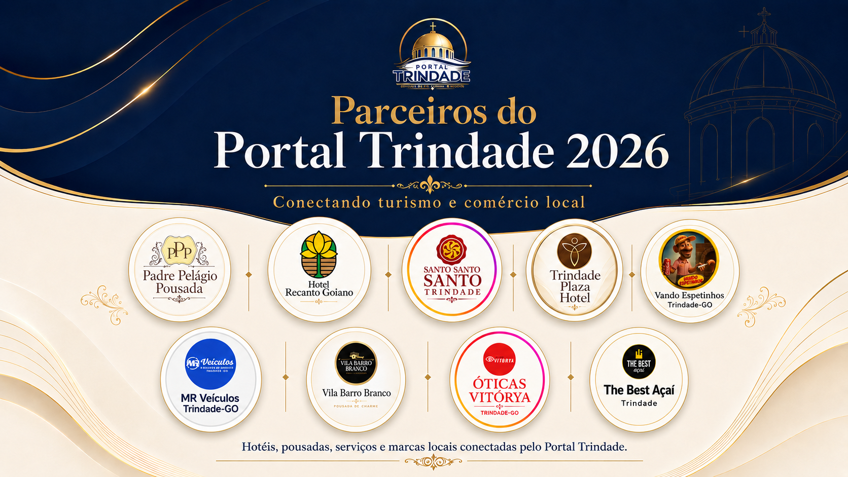 Parceiros do Portal Trindade 2026 — hotéis, pousadas, serviços e marcas locais